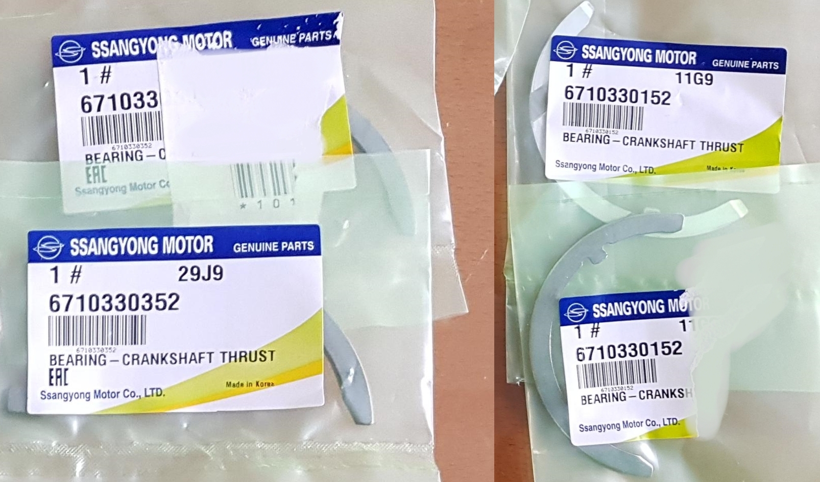 Crankshaft Thrust Bearing Upper+Lower 4 p for STAVIC2,KORANDO/SPORTS,REXTON,MUSSO2